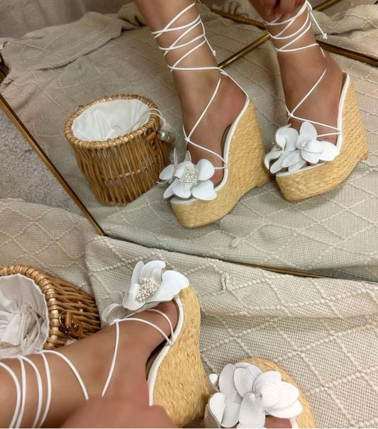 White Floral Platforms