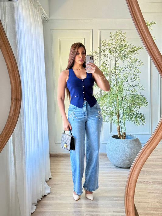 Jean with crystal bows